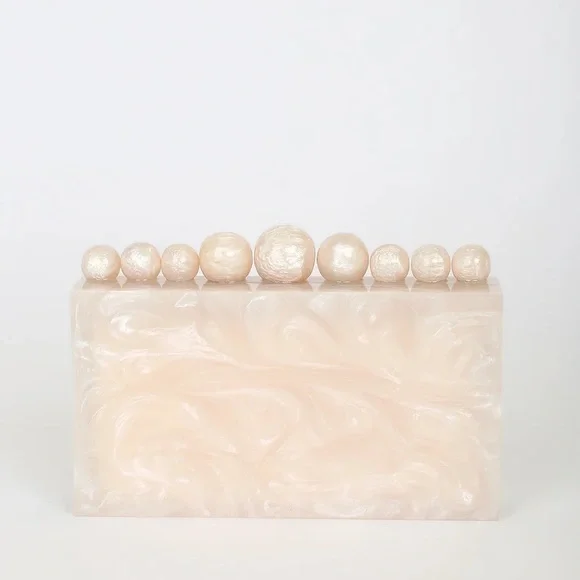 Cream Marble “On The List” Acrylic Box Clutch Purse 🌿 - Picture 9 of 10